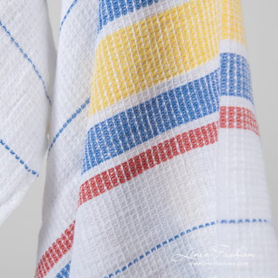 ZELDA Bath towel white striped 7 Linen cotton white striped bath towel, waffle design.