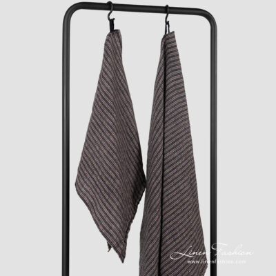 BAHA Bath towel brown striped 6 Linen brown striped bath towel, different sizes.
