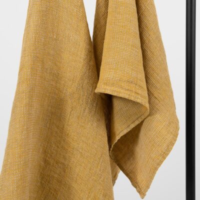 PURO Bath towel yellow melange 5 linen yellow bath towel, waffle structure.
