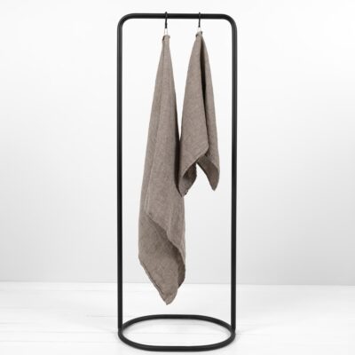 PURO Bath towel grey brown 4 linen bath grey brown towel.