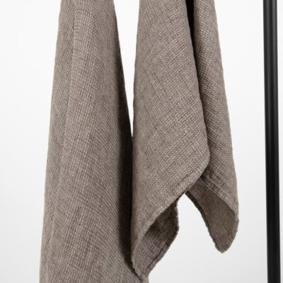 PURO Bath towel grey brown 5 linen bath grey brown towel, waffle.