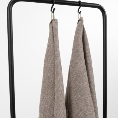 PURO Bath towel grey brown 6 linen bath grey brown towel with hanger.