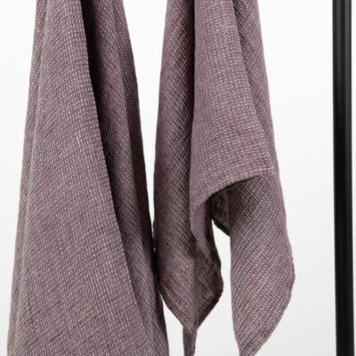 linen violet bath towel, waffle.