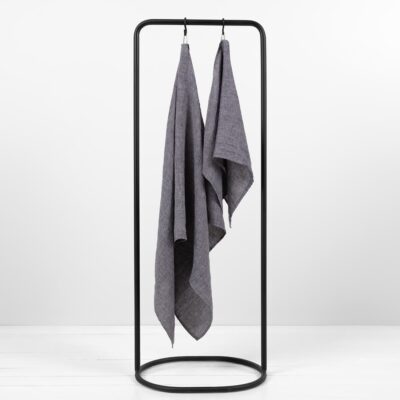 PURO Bath towel blue melange 4 linen blue bath towels.
