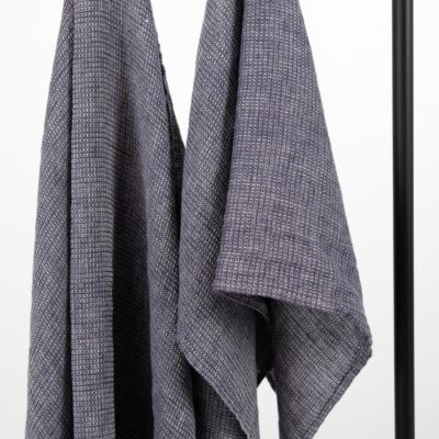 PURO Bath towel blue melange 5 linen blue bath towels, waffle.
