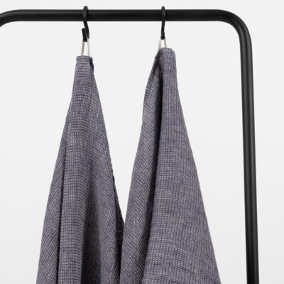 PURO Bath towel blue melange 6 linen blue bath towels with hanger.