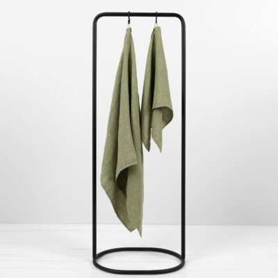 PURO Bath towel moss green 4 linen green waffle towel