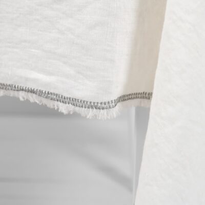 ALBA Tablecloth white 9 white linen tablecloth with decorative seam in grey color.