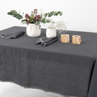 ALBA Tablecloth grey 7 linen grey tablecloth with decorative seam, washed.
