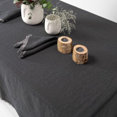 ALBA Tablecloth grey 10 linen grey tablecloth with decorative seam for decoration.
