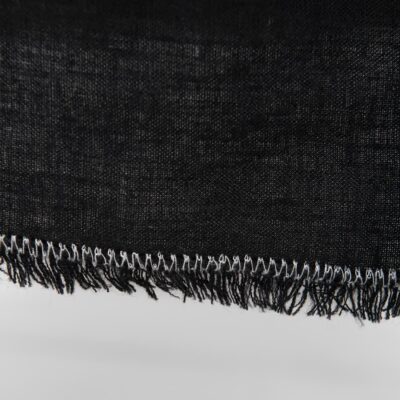 ALBA Tablecloth black 11 linen black tablecloth with decorative seam & loose fringes.