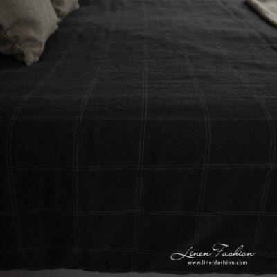 BOSKA linen cotton bed linen in black and dark green colors