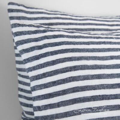 MALAGA bed linen with white and blue stripes, specially washed