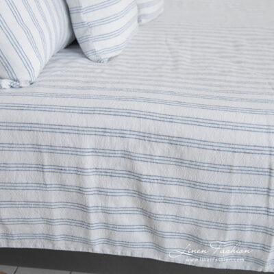 linen cotton white striped bedlinen, duvet cover different sizes.