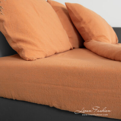 SAN DIEGO Bed linen 14 linen cotton orange bedlinen with fitted and flat sheets.