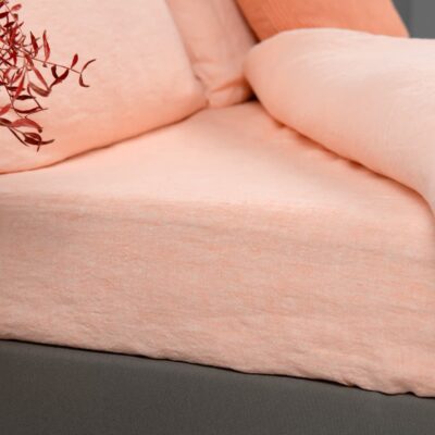 FUZZA Bed linen 12 peach linen flat & fitted sheets