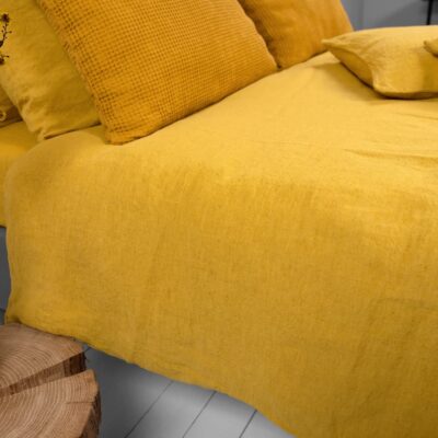 AMBERA Bed linen 9 mustard yellow duvet cover, washed