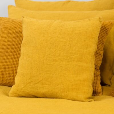 AMBERA Bed linen 11 mustard yellow pillow case, washed