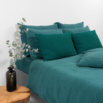 TROPICANA Bed linen 8 dark green duvet cover in pure linen
