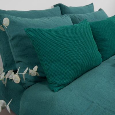 TROPICANA Bed linen 9 emerald duvet cover in pure linen, washed
