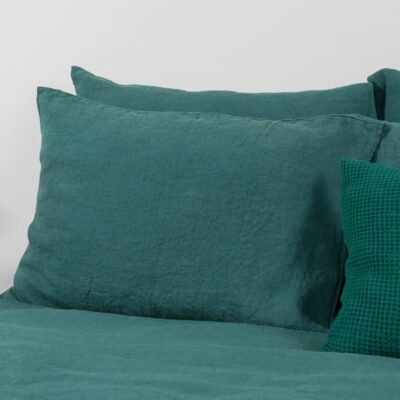 TROPICANA Bed linen 11 emerald pillow case in pure linen