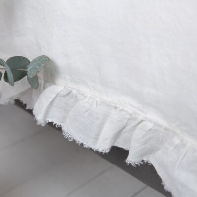 off white linen duvet cover with ruffles 8.5cm.