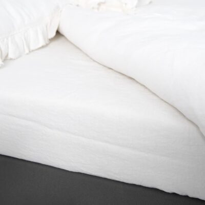 off white linen sheets fitted and flat