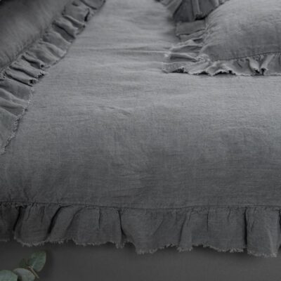 PROVANCE Bed linen dark grey 16 provance dark grey duvet cover with ruffles around