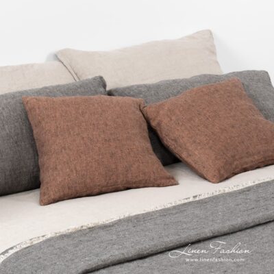 LEILA Cushion cover brown 5 Brown linen cushion cover, leila.