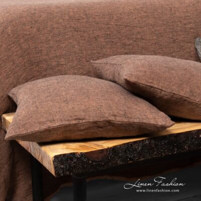 LEILA Cushion cover brown 6 100% linen brown cushion cover, leila.