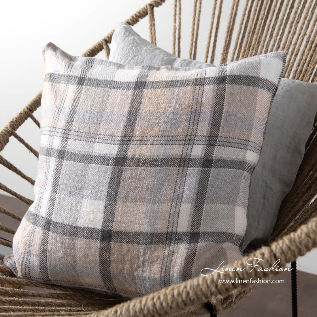 Grey linen cushion cover, jara.