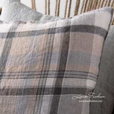100% linen cushion cover in grey.
