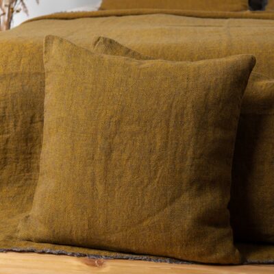 LEILA Cushion cover yellow 4 linen yellow diamond cushion cover