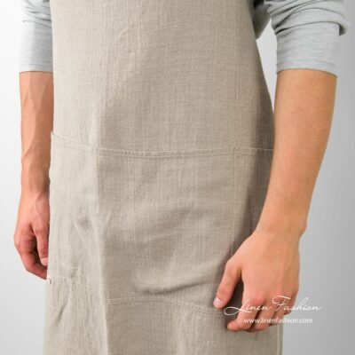 BALI Apron natural 8 Linen-cotton apron in grey.