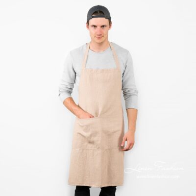 BALI Apron light brown 5 Brown linen apron, Bali.