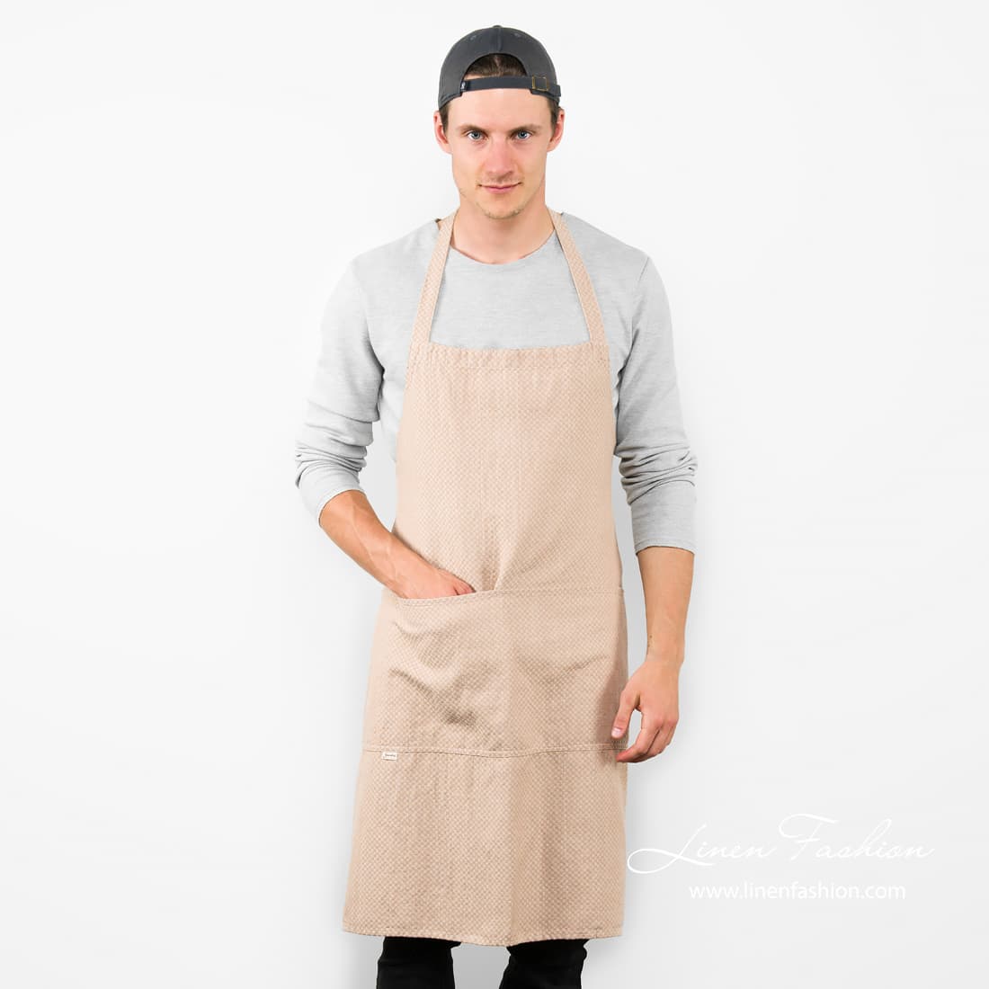 Brown linen apron, Bali.