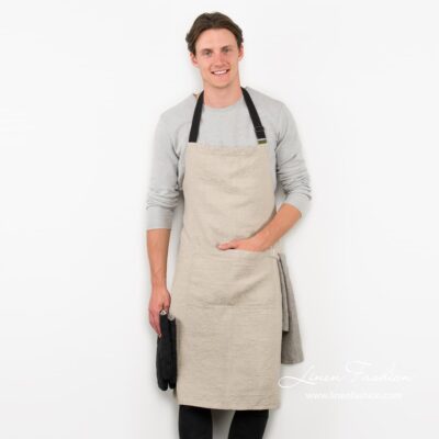 JAZZ Apron natural linen 5 Grey linen apron, jazz.
