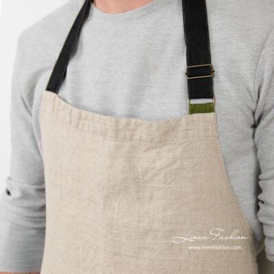 JAZZ Apron natural linen 7 Grey colored apron of linen fabric.