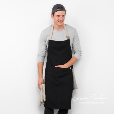 JAZZ Apron black 5 Black linen apron, JAZZ.