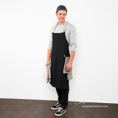 JAZZ Apron black 6 100% linen black apron, jazz.