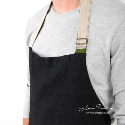 JAZZ Apron black 7 Black colored linen apron, jazz.