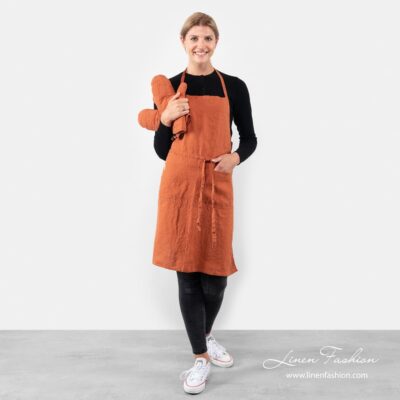 GAMMA Apron orange 5 Orange colored linen apron, gamma.