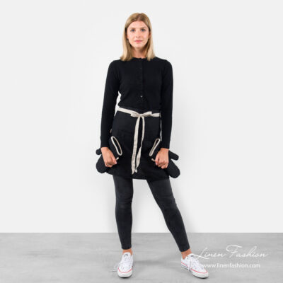 BISTRO SHORT Apron black 4 Linen black short apron