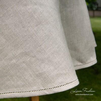 AIRA Tablecloth round/oval natural linen 7 Natural grey 100% linen round tablecloth.