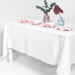 ARVO Table napkin white with rosy border