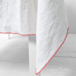 ARVO Tablecloth white with rosy border