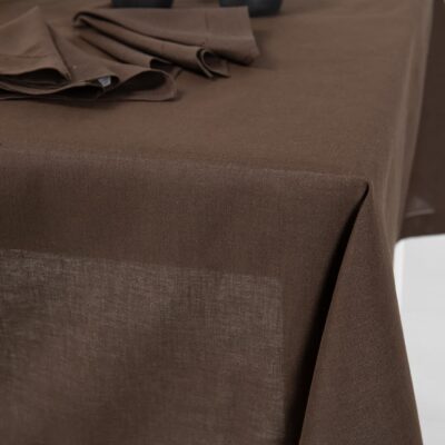 brown linen tablecloth, not washed.