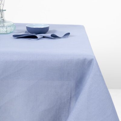 linen cotton tablecloth light blue, ini color