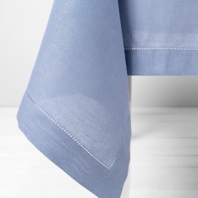 linen cotton tablecloth light blue, border 4cm.