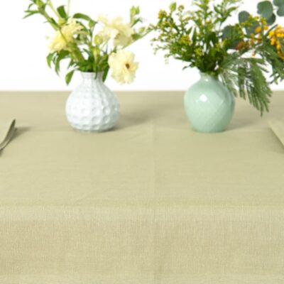 Light green linen cotton tablecloth, with matching napkins